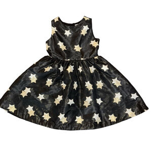 Girls Gymboree Dress Size 8 Metallic gold Black White Stars fit & flare wedding